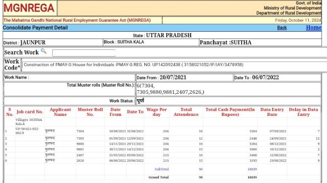 nrega consolidate payment deatils 