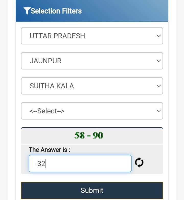 selection filters - state, district, village 