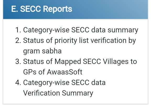 E. SECC Reports - category - wise secc data verification summary