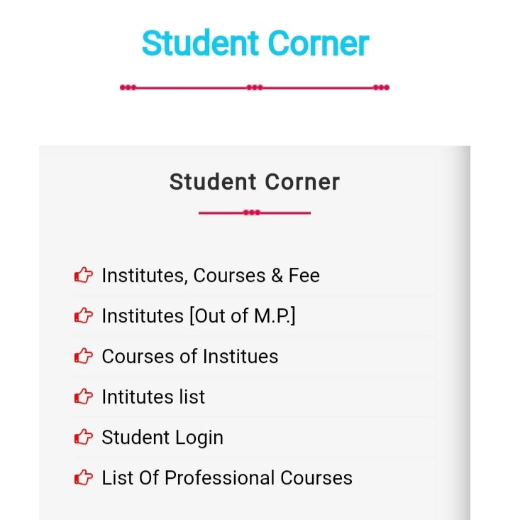 student corner- student login