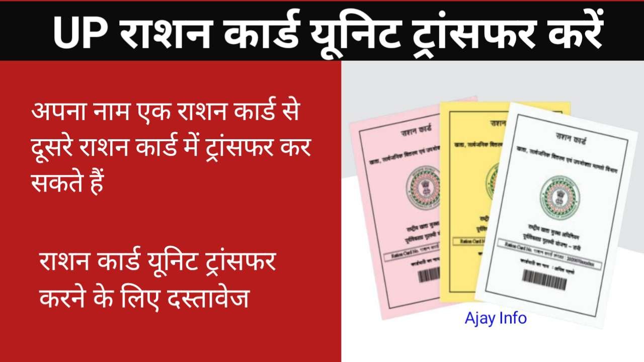 UP Ration Card Unit Transfer Apply