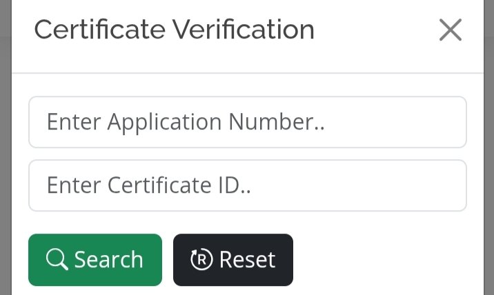 certificate verification- enter application number, enter certificate id by search